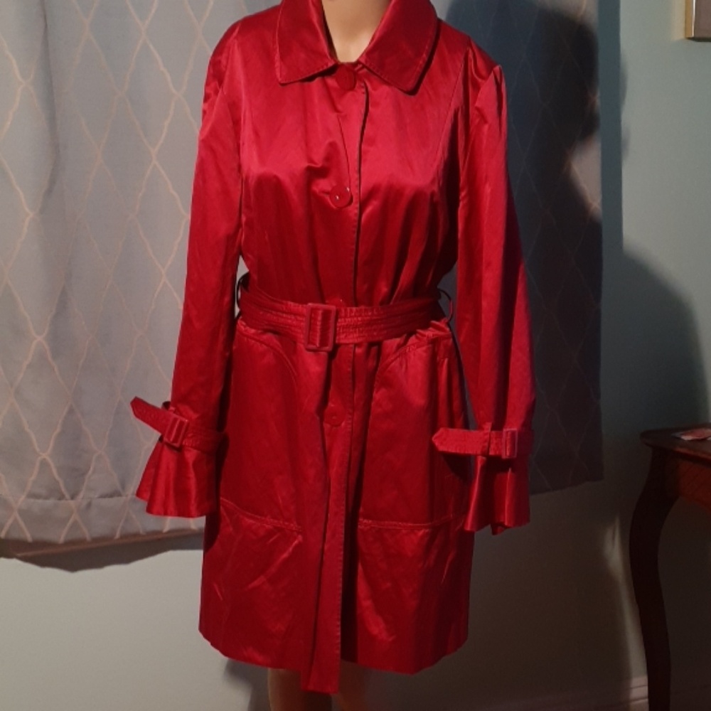 DKNY petite  medium  rose designer red raincoat